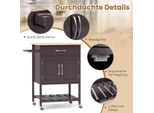 Carrello Da Cucina Con Piano Di Lavoro, Carrello Da Servizio Con Ruote, Carrello Con Cassetto, Marrone