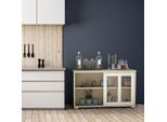 Credenza Mobile Da Cucina Soggiorno Regola Con Ante Scorrevoli Bianco Crema 106,5 X 33 X 62,5 Cm