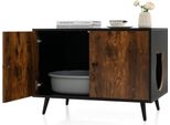 Armadietto Per Gatti, Toilette Per Gatti, Cuccia Per Gatti Con Doppie Ante E Ingresso 80 X 50 X 57 Cm Nero + Naturale