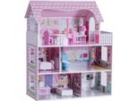 Casa Delle Bambole In Legno A 3 Livelli Con Mobili E Accessori Villa Per Bambole Ragazza Rosa