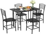 Set Tavolo Da Pranzo 5 Pezzi Tavolo Da Cucina Rettangolare Con 4 Sedie Gruppo Da Pranzo Struttura In Metallo Gruppo Posti A Sedere Tavolo Da Pranzo 4 Persone Salvaspazio Nero