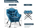 Poltrona Con Sgabello E Braccioli, Tasca Laterale E Poggiapiedi Poltrona Relax Poltrona BergèRe Blu