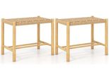 Set Sgabelli Da Pranzo Con Struttura In Legno Di Gomma E Sedile In Carta Intrecciata 56 X 36 X 45 Cm