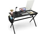 Scrivania Lunga 120 Cm Con Cassetto A Cubo E Scrivania Per Computer Con Tasca Laterale Nero + Bianco