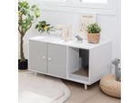 Tavolino 2 In 1 E Armadietto Per Gatti Con Tiragraffi Tavolino Da Toilette Per Gatti 90 X 50 X 50 Cm Grigio