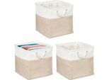 Set Di 3 Cesti Portaoggetti In Lino Relaxdays