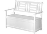Costway Panca Da Giardino In Legno Con Vano Portaoggetti, Panca A Cassapanca, Panca A 2 Posti In Legno Con Cuscino Integrato, Panca Da Balcone, Seduta A Panca, 123 X 68,5 X 96 Cm, Bianco