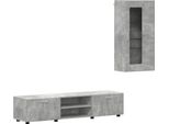 Syfax™ Set Mobile Tv Con Cassetto Grigio Cemento Legno Multistrato