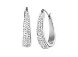 Paar Creolen Firetti "Schmuck Geschenk Edelstahl Ohrschmuck Ohrringe", Weiß (Edelstahlfarben, Kristallweiß, Kristallweiß), Ohrringe, Damen, 22,7Mm, Edelstahl, Mit Kristallstein (Synth.)
