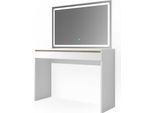 Vicco Tavolo Da Toeletta Emma, 120 Cm Con Specchio A Led, Bianco