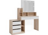 Vicco Tavolo Da Toeletta Anja, 139.8 Cm Con Illuminazione A Led, Bianco/Sonoma