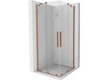 Mexen Velar Duo Cabina Doccia Scorrevole 80 X 80 Cm, Trasparente, Rame Spazzolato - 871-080-080-02-65