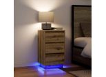 Maison Exclusive - Comodino Con Luci Led In Rovere Artigianale 38X34X65 Cm