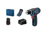 Akku-Bohrschrauber Gsr 12V-15 Professional, 12Volt Blau/Schwarz, 2X Li-Ionen Akku 2,0Ah, 10 Bits, Koffer