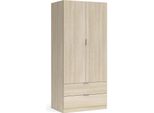 Dmora Guardaroba 2 Ante Appadu 52X180H Cm Marrone Quercia, Appendiabiti 2 Cassetti