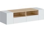 Dmora Mobile Porta Tv Ebe 42X138X36H Cm Bianco, 2 Vani 4 Ante