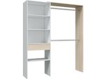 Dmora Guardaroba Grande Fierozzo 40X187H Cm Bianco, Appendiabiti Un Cassetto
