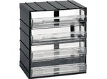 Dmora Armadio Multiuso 2 Ante Atanasia 14.8X23H Cm Nero Antracite, 4 Cassetti Apertura Scorrevole Italy