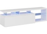 Dmora Mobile Porta Tv Amiuty 41X150X50H Cm Bianco Lucido, 5 Vani Un'anta