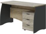 Dmora Scrivania Azziz 67X136X74H Cm Nero Antracite, 3 Cassetti Un Ripiano