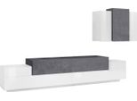 Dmora Parete Attrezzata Alaskino 45X240X180H Cm Bianco Lucido, Modulabile 10 Vani Italy