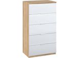 Dmora Cassettiera Armenia 40X60X110H Cm Marrone Rovere, 5 Cassetti Apertura Scorrevole