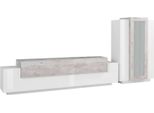 Dmora Parete Attrezzata Anisia 45X280X121H Cm Bianco Lucido, Modulabile 6 Ante Italy