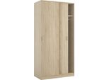 Dmora Guardaroba 2 Ante Alt 50X200H Cm Marrone Rovere, Appendiabiti 2 Ante