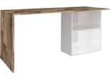 Dmora Scrivania Antioco 50X110X75H Cm Bianco Lucido, Supporto Pc 2 Ripiani Italy