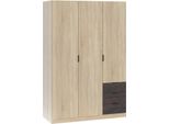 Dmora Guardaroba 3 Ante Apaches 52X121 Cm Marrone Rovere, Appendiabiti 3 Ante