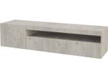 Dmora Mobile Porta Tv Ardy 40X150X37H Cm Grigio Cemento, Apertura A Ribalta 3 Vani Italy