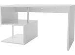 Dmora Scrivania Atemis 60X140X78H Cm Bianco Lucido, Modulabile 2 Ripiani Italy
