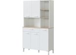 Dmora Armadio Multiuso Grande Abbaio 40X186H Cm Bianco, 5 Ante Un Cassetto