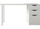 Dmora Scrivania Abol 60X138X74H Cm Bianco, Modulabile Un'anta