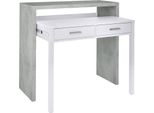 Dmora Scrivania Andriy 36X98.5X87.5H Cm Bianco, 2 Cassetti Materiale Piano In Legno Nobilitato