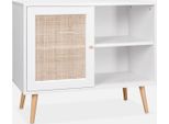 Credenza In Cannage, 1 Anta, 80Cm, Bianco Sporco