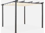 3X3M Pergola, Alluminio, Copertura Scorrevole, Ecrù