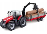 Bburago 1:50 Trattore Agricolo Massey Fergusson 8740S Trattore Con Rimorchio Di Tronchi