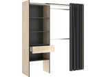 Dmora Guardaroba Grande Arim 50X205H Cm Marrone Rovere, Appendiabiti 5 Vani