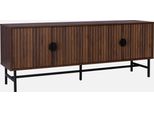 Mobile Tv Nero Effetto Legno Scanalato, 160Cm, Marrone Scuro