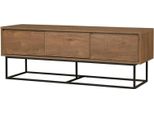 Dmora Mobile Porta Tv Iginia 40X140X50H Cm Marrone Noce, Apertura Scorrevole 3 Vani