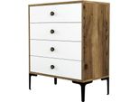 Dmora Cassettiera Molly 40X76X90.7H Cm Bianco, 4 Cassetti Apertura Scorrevole
