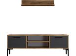 Dmora Mobile Porta Tv Sri 30X140X48H Cm Marrone Noce, Modulabile Apertura A Ribalta
