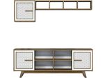 Dmora Mobile Porta Tv Guendalina 35X160X56.2H Cm Bianco, Apertura Battente 11 Vani