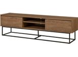 Dmora Mobile Porta Tv Corinna 40X180X50H Cm Marrone Noce, Apertura Scorrevole 2 Vani