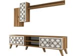 Dmora Mobile Porta Tv Nunzia 35X180X44H Cm Bianco, Apertura Battente E A Ribalta 2 Vani