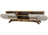 Dmora Mobile Porta Tv Matsu 37X145X37H Cm Marrone Noce, Apertura A Ribalta 4 Vani