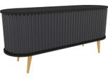 Dmora Mobile Porta Tv Bailu 43X140X64H Cm Nero, Apertura Scorrevole 6 Vani