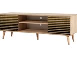 Dmora Mobile Porta Tv Enrica 40X140X50H Cm Marrone Quercia, 4 Vani 2 Ante