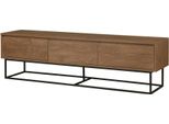 Dmora Mobile Porta Tv Iginia 40X180X50H Cm Marrone Noce, Apertura Scorrevole 3 Cassetti
